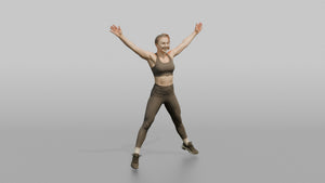 Cardio Athlete Woman Mid-jumping-jack, Arms Out To The Sides - 3D character model