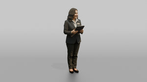 Receptionist Woman Holding A Tablet Device - 3D character model