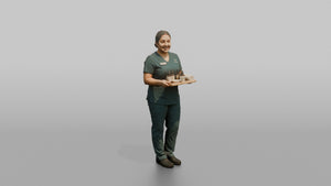Esthetician Man Holding A Small Tray Of Skincare Products - 3D character model