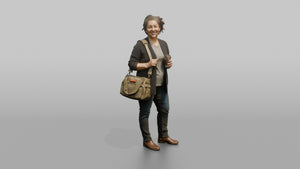 Mother Carrying A Diaper Bag And A Coffee Cup - 3D character model