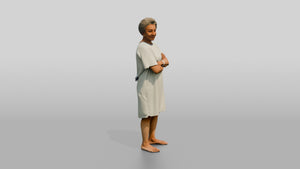 Elderly Woman Patient Smiling with Arms Crossed - 3D character model, view 1
