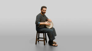 Darbuka Drummer Playing Goblet Drum - 3D character model, view 1