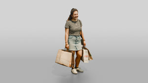 Stocky Italian Young Woman Holding Shopping Bags - 3D character model, view 1