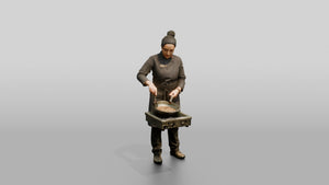 Chef Roasting Whole Spices - 3D character model, view 1