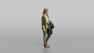 Woman Customer Holding A Coat Over One Arm While Browsing - 3D character model