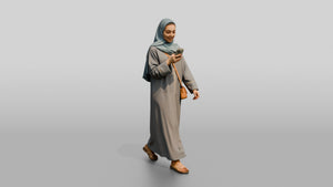 Slender Young Saudi Woman in Abaya and Hijab - 3D character model, view 1