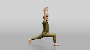 High Lunge Pose Man - 3D character model, view 1