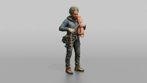 Climber Coiling a Rope Over Her Shoulder - 3D character model, view 1