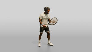 Male Tennis Player Checking His Racket Strings - 3D character model, view 1