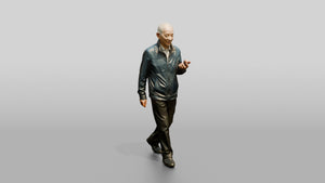 Elderly Chinese Man Walking with Hand Exercise Balls - 3D character model, view 1