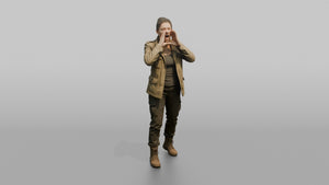 Protester Woman Shouting with Hands Cupped - 3D character model, view 1