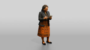 African Woman in a Blazer Checking Receipts - 3D character model, view 1