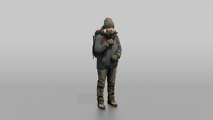 Winter Hiker Zipping Up Her Jacket - 3D character model, view 1