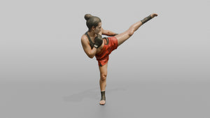 Kickboxer High Spinning Back Kick - 3D character model, view 1
