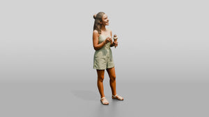 Petite Spanish Teenage Girl Holding an Ice Cream Cone - 3D character model, view 1