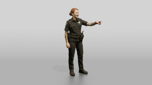 Tattooed Female Police Officer Pointing - 3D character model, view 1
