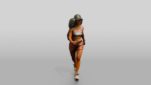 Afro-Latina Woman in Sports Crop Top - 3D character model, view 1