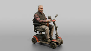 Man Customer Sitting In A Mobility Scooter - 3D character model