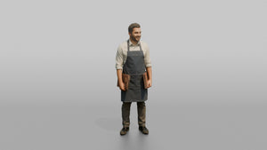 Host Man Holding Two Menus, One In Each Hand - 3D character model