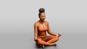Cross-Legged Meditation Woman - 3D character model, view 1