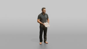 Spa Attendant Man Holding A Pair Of Spa Slippers - 3D character model
