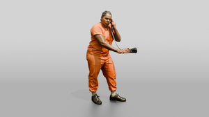 Black Female Prisoner in an Orange Jumpsuit - 3D character model, view 1