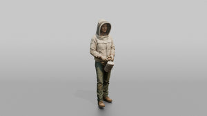 Farmer Holding Smoker Box Wearing Modern - 3D character model, view 1