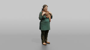 Mother Adjusting A Scarf Around Her Neck - 3D character model