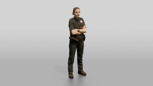 Female Police Officer Listening Attentively - 3D character model, view 1