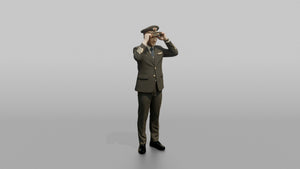 Caucasian Flight Attendant Pushing a Trolley Cart - 3D character model, view 1