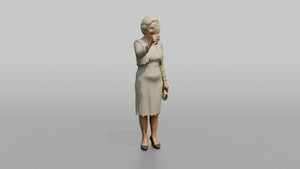 Elderly Wedding Guest Raising a Champagne Flute - 3D character model, view 1