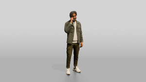 Man on the Phone in a Grey Jacket - 3D character model, view 1