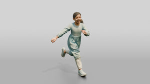 Young Emirati Girl Playing Tag in the Park - 3D character model, view 1