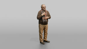 Grandfather Adjusting A Wool Scarf Around His Neck - 3D character model