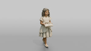 Ring Bearer Girl Carrying a Satin Pillow - 3D character model, view 1