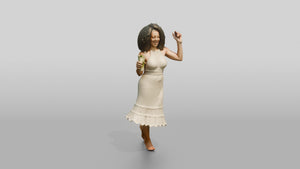 Woman Dancing in a Crochet Dress - 3D character model, view 1