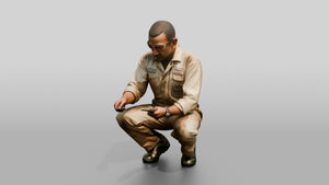 Mechanic Adjusting a Clutch Cable - 3D character model, view 1