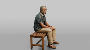 Man Customer Sitting On A Bench Resting - 3D character model