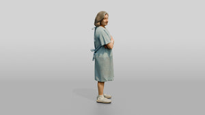 Elderly Woman Patient with Arms Folded - 3D character model, view 1