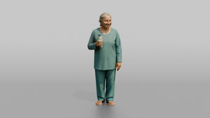 Spa Client Woman Standing Holding A Small Water Bottle, Post-treatment - 3D character model