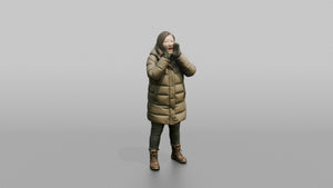 Protester Woman Shouting with Hands Cupped - 3D character model, view 1