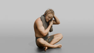 Surfer Drying His Hair with a Towel - 3D character model, view 1