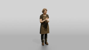 Woman Barista Writing Order on Cup - 3D character model, view 1