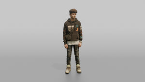 Middle Eastern Teen in Graphic Hoodie with Crossbody Bag - 3D character model, view 1