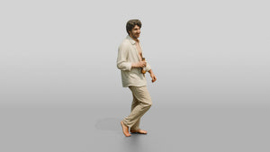 Man Holding a Beer in a White Shirt - 3D character model, view 1