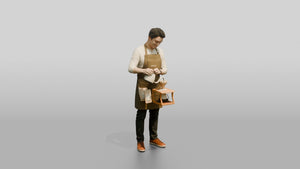East Asian Barista Pouring Over Coffee - 3D character model, view 1