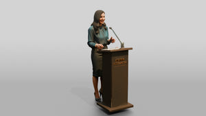 Woman Giving a Presentation at a Podium - 3D character model, view 1