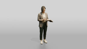 Chinese Woman in Blazer Writing in Notebook - 3D character model, view 1