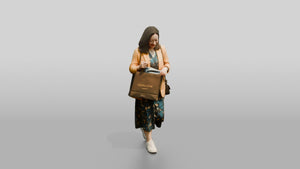 Chinese Woman Shopping in Stylish Outfit - 3D character model, view 1