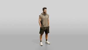 Multicultural Man Relaxed Pose on the Boardwalk - 3D character model, view 1